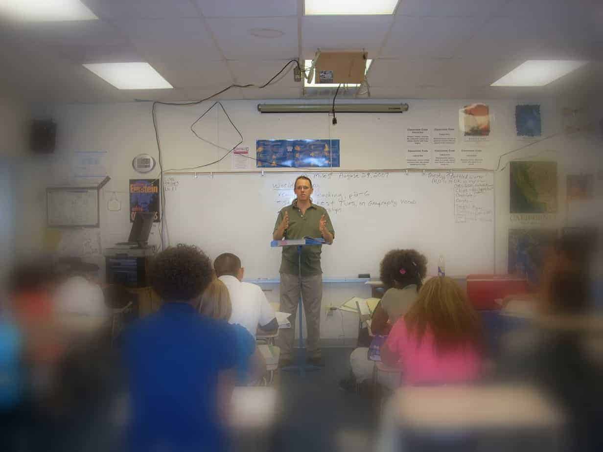 Jim Miles teaching a World History class